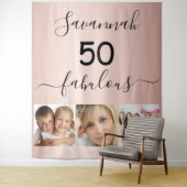 素敵な誕生日ローズゴールド写真サプライズパーティー タペストリー (インサイチュ)