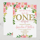 素敵な誕生日 女の子の最初の誕生日 招待状 (正面/裏面)