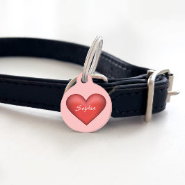 素敵な赤いハートイラストレーションの名前 ペット ネームタグ