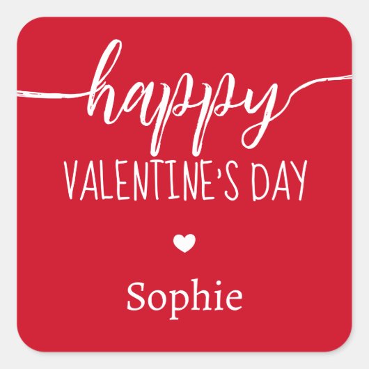 素敵な赤いバレンタインのギフトシール スクエアシール (正面)