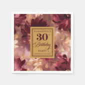 素敵な赤面ブルゴーニュ金ゴールドボホ30th誕生日 スタンダードカクテルナプキン (正面)