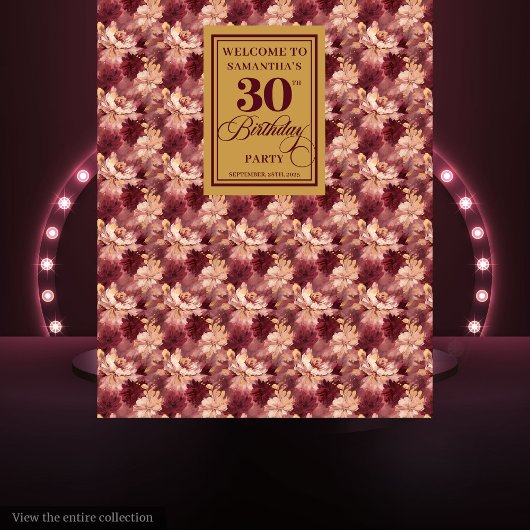 素敵な赤面ブルゴーニュ金ゴールド30thバースデータペストリー タペストリー