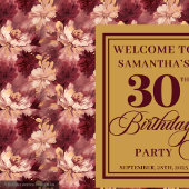 素敵な赤面ブルゴーニュ金ゴールド30thバースデータペストリー タペストリー