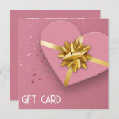 素敵な金ゴールドボウピンクハートギフトボックスギフトカード (正面/裏面)