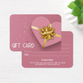 素敵な金ゴールドボウピンクハートギフトボックスギフトカード (デスク)