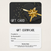 素敵な金ゴールドボウブラックハートギフトボックスギフトカード (正面&裏面)