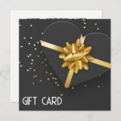 素敵な金ゴールドボウブラックハートギフトボックスギフトカード (正面/裏面)