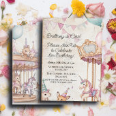 素敵な雑誌ページw動物の最初の誕生日パーティー 招待状