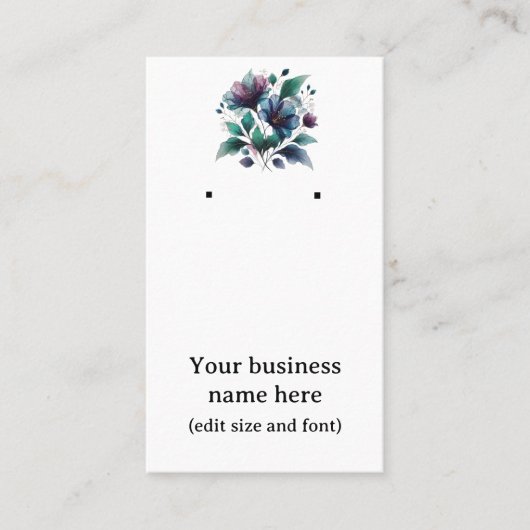 素敵な青い抽象芸術の花とイヤリングカード。 名刺 (正面)