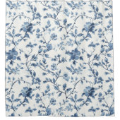 素敵な青白の花柄 シャワーカーテン (正面)