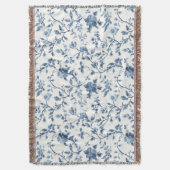 素敵な青白の花柄 スローブランケット (正面縦)
