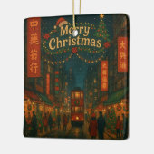 素敵な香港のクリスマスの街 セラミックオーナメント (左)