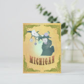 素敵な鳥が住むミシガンの地図 ポストカード (スタンド正面)