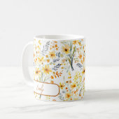 素敵な黄色の春の野の花 - 名前を入れて コーヒーマグカップ (正面左)