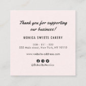 素敵な黒い感謝していハートを挿入 スクエア名刺 (裏面)