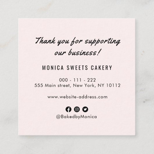 素敵な黒い感謝していハートを挿入 スクエア名刺 (裏面)