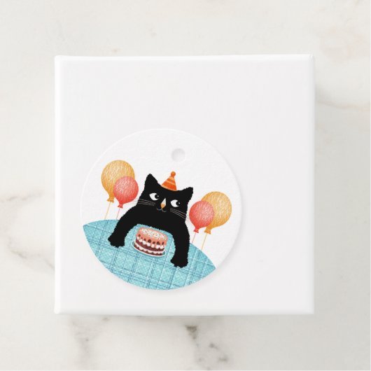 素敵な黒猫とお誕生日ケーキメッセージカード フェイバータグ (インサイチュ)