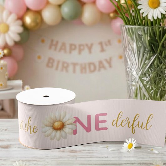 素敵な1歳の誕生日デイジー グログランリボン