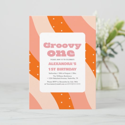 素敵な1歳誕生日レトロ 招待状 (スタンド正面)