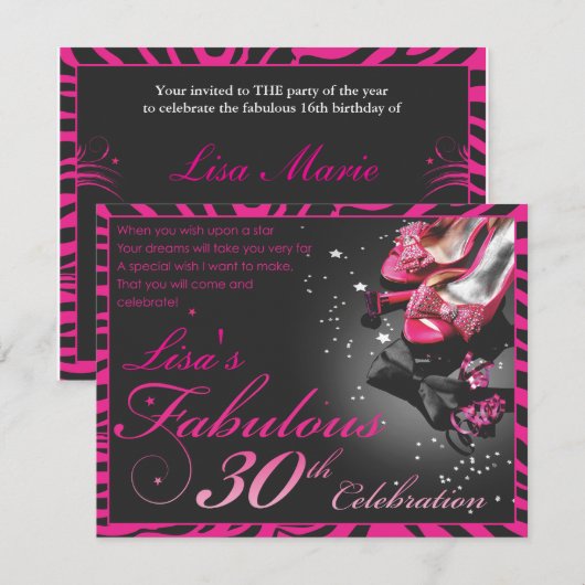 素敵な30歳の誕生日！ 招待状 (正面/裏面)