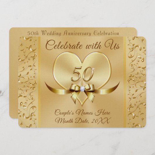 素敵な50周年ゴールデンウェディングアニバーサリーの招待状 招待状 (正面/裏面)