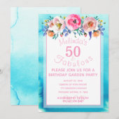 素敵な50歳の誕生日ガーデンパーティー  50歳にしてとっても素敵！ 招待状 (正面/裏面)