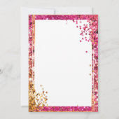 素敵な50歳の誕生日 ハイヒール ピンク グリッター 招待状 (裏面)