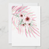 素敵な50歳の誕生日 ピンクとグリーンの花の白い水彩画 招待状 (裏面)