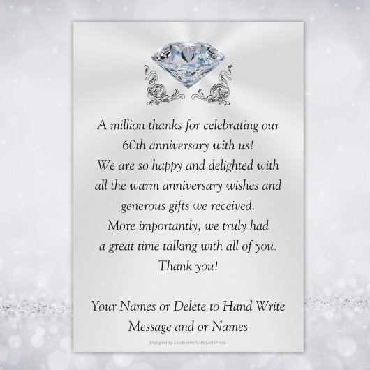 素敵な60周年結婚記念日お礼状 サンキューカード