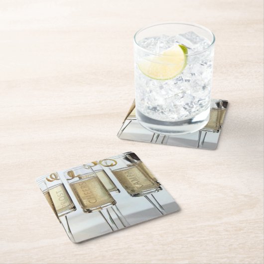 素敵な*クリスマスシャンパン*コースター スクエアペーパーコースター (インサイチュ)