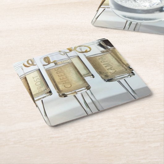 素敵な*クリスマスシャンパン*コースター スクエアペーパーコースター (アングル)