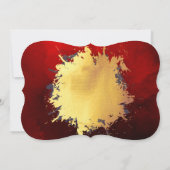 素敵な、スタイリッシュな赤と金のロマンス 招待状 (裏面)