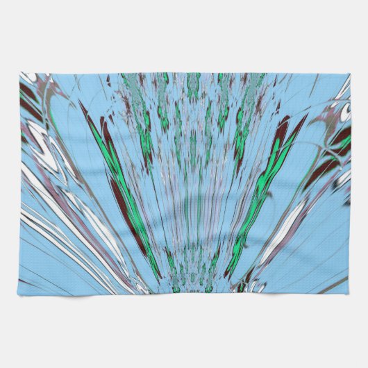 素敵な 美しい アクアブルー 素晴らしい 花柄 芸術 キッチンタオル (横)