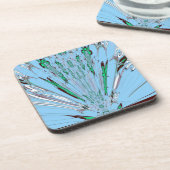 素敵な 美しい アクアブルー 素晴らしい 花柄 芸術 コースター (左側)