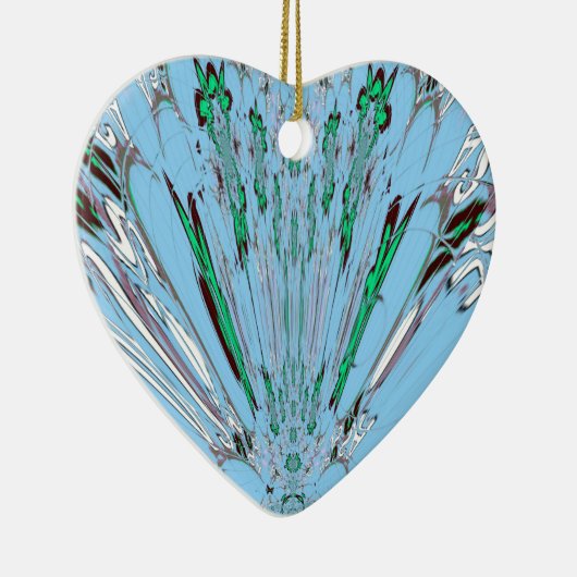 素敵な 美しい アクアブルー 素晴らしい 花柄 芸術 セラミックオーナメント (右)