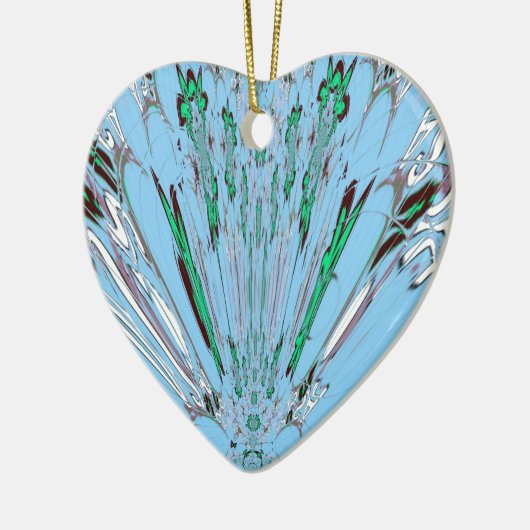 素敵な 美しい アクアブルー 素晴らしい 花柄 芸術 セラミックオーナメント (左)
