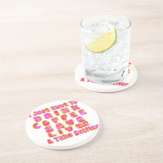 素敵！ コーヒーを飲んで、命を救いたいだけなの コースター (側面)