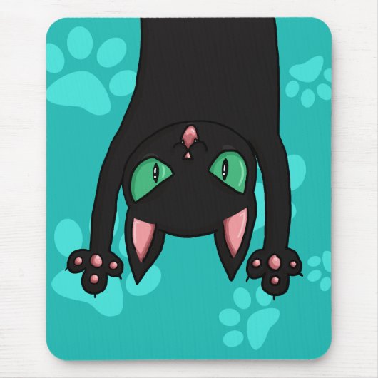 素早く書き留めている黒猫 マウスパッド (正面)