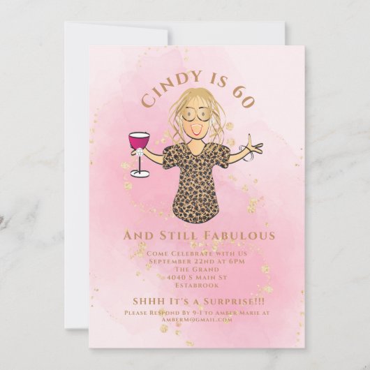 素晴おもしろいらしい60赤面ピンク金ゴールド60誕生日 招待状 (正面)
