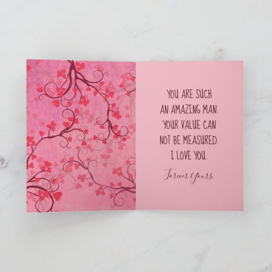 素晴かわいらしらしい夫のためのピンクバレンタインハート シーズンカード (内部)