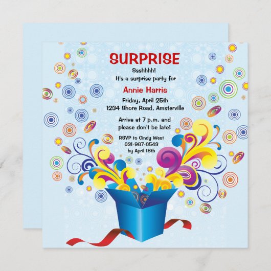 素晴しいギフト用の箱の招待状 招待状 (正面/裏面)