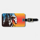 素晴しいハワイのサーファーの60年代のレトロのグラフィック ラゲッジタグ (正面横)