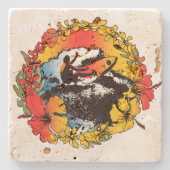 素晴しいハワイのサーファーの60年代のレトロのTikiのバーのコースター ストーンコースター (正面)