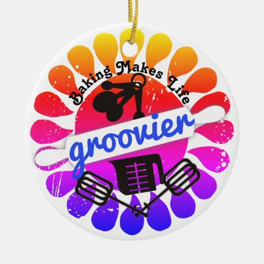 素晴しいヒッピーの虹のベーキングのクリスマスのオーナメント セラミックオーナメント (正面)