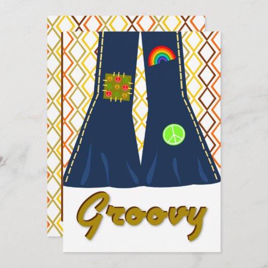 素晴しいベルボトムの70年代のテーマのパーティー 招待状 (正面/裏面)