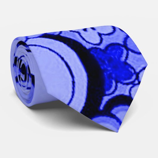 素晴しいレトロの抽象芸術の花のサファイアの青いタイ ネクタイ (ロール)
