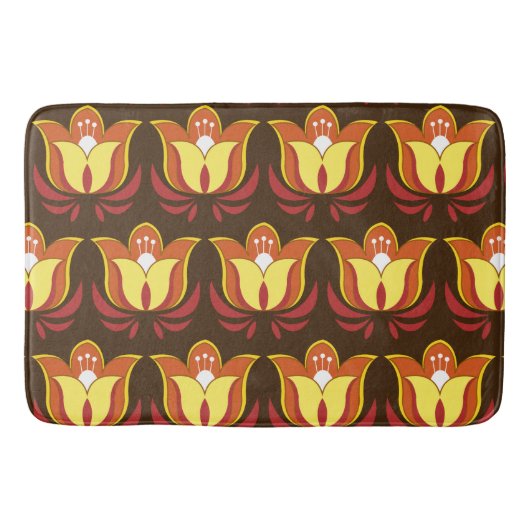 素晴しいレトロ70sの花 バスマット (正面)