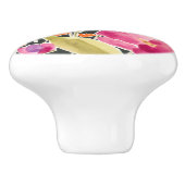 素晴しい収集の-ピンクおよびオレンジ花 セラミックノブ (側面)