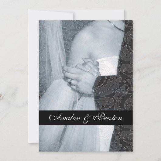 素晴しい子牛皮紙スクロールダマスク織のリボンの招待状 招待状 (正面)