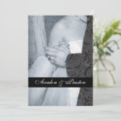 素晴しい子牛皮紙スクロールダマスク織のリボンの招待状 招待状 (スタンド正面)